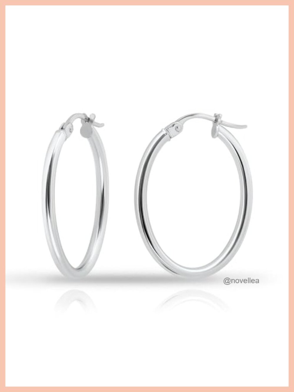 925 Sterling Silver Oval Hoop Earrings 2mm Thick Hypoallergenic